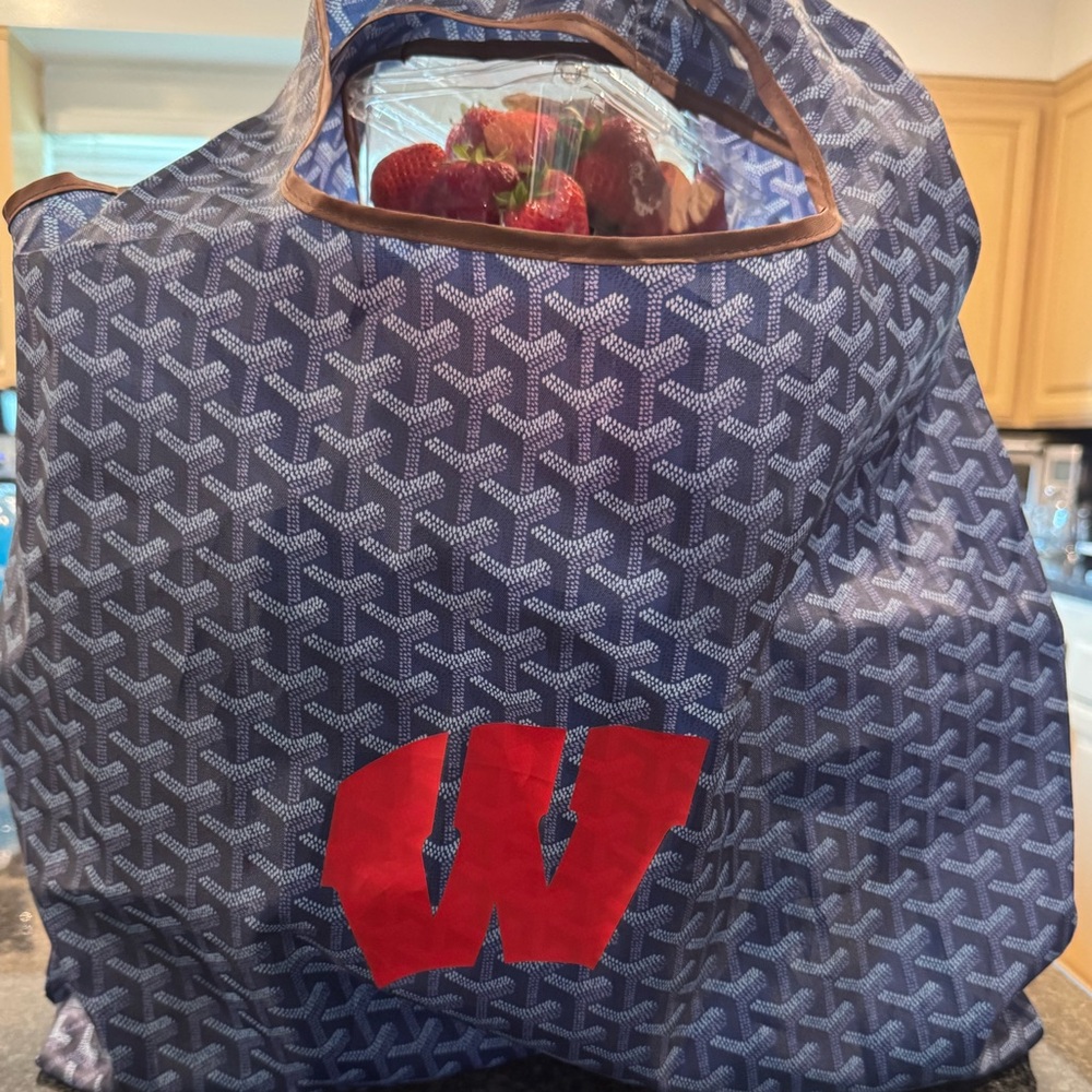 Large reusable nylon tote, stylish, customize your way, great for travel